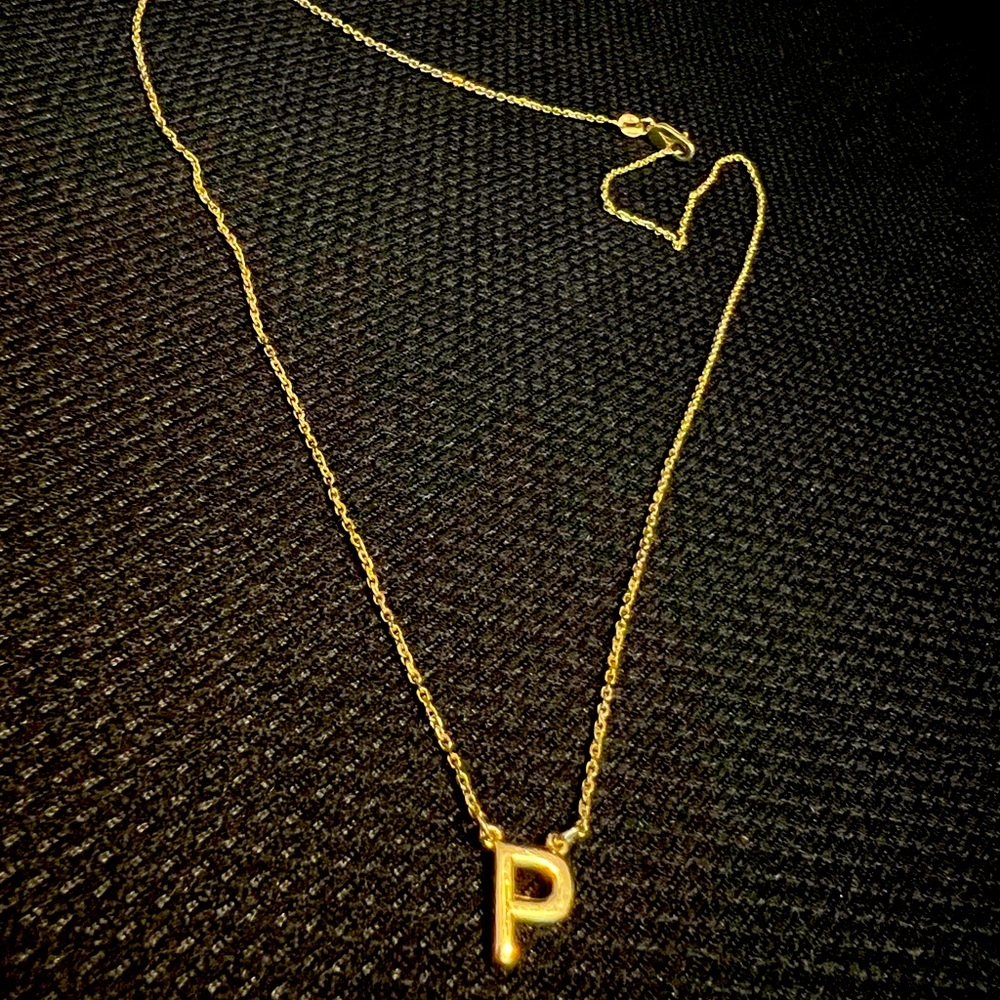 14k Solid Gold Initial 'P' Pendant Necklace - Women's Jewelry